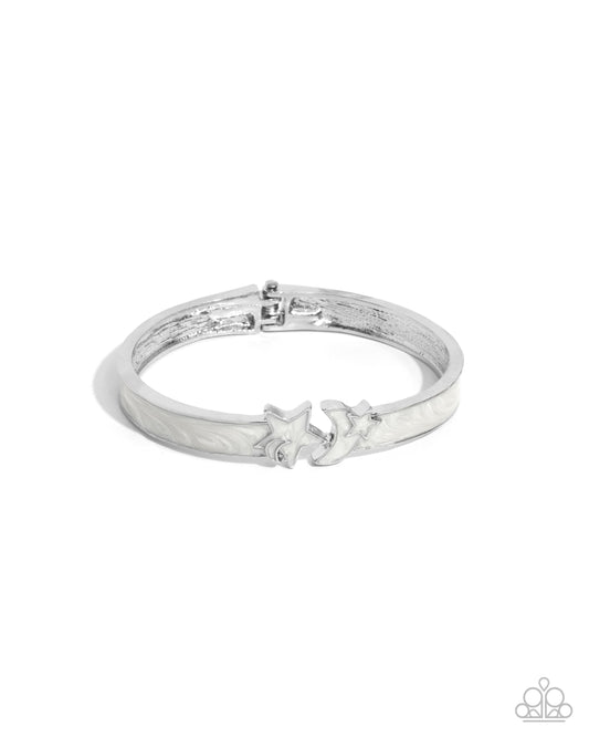 Celestial Cutie - White Moon & Star Hinge Bracelet Paparazzi B1871