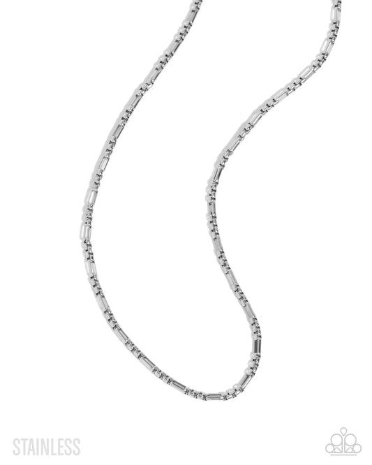 Pondering Paperclip - Silver Stainless Steel Urban Chain Necklace Paparazzi N3646