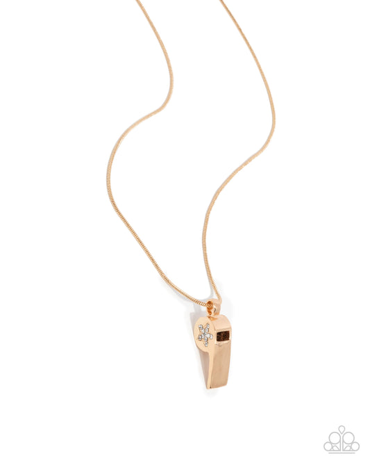Coach Charisma - Gold Whistle Charm Necklace Paparazzi N2657