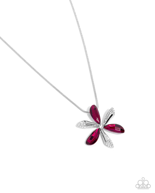 Potent Pattern - Pink Gem Flower Necklace Paparazzi N2614