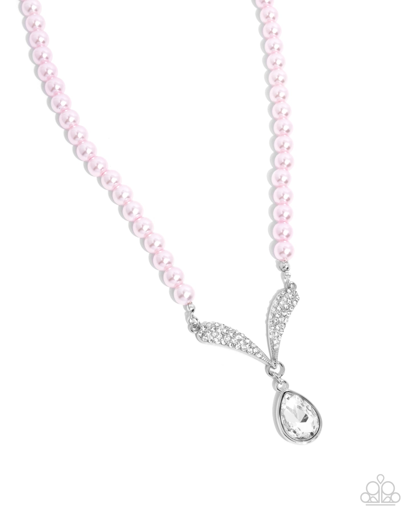 Avant-Garde Adornment - Pink - Baby Pink Pearl & White Rhinestone Mermaid Tail Style Necklace Paparazzi N2599