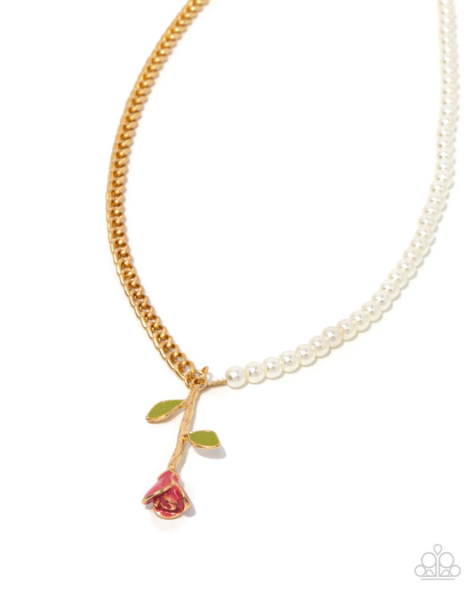 Belles Radiance - Pink - Desert Rose Gold Rose Flower Necklace Paparazzi N3110