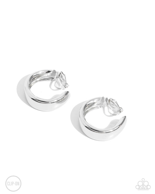Round Reputation - Silver 1 Inch Hoop Clip On Earring Paparazzi