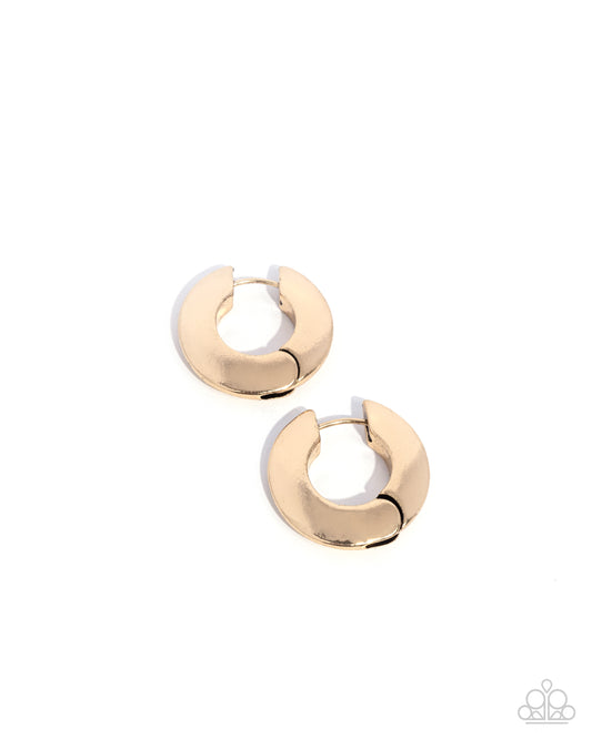 Intelligence Operation - Gold 1 Inch Hinge Hoop Earring Paparazzi E2705