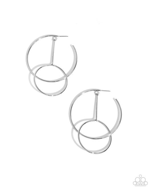 Dreaming of Hoops - Silver Abstract 2 1/4 Inch Hoop Earring Paparazzi E2607