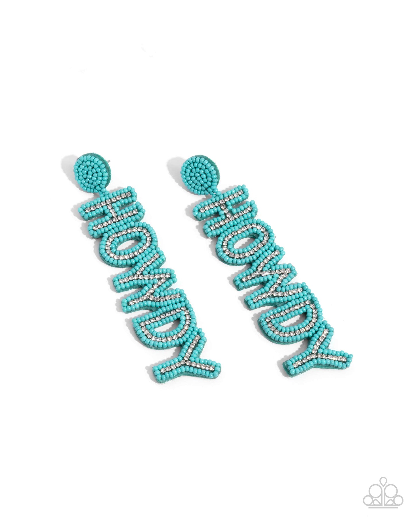 Howdy Headline - Blue Tiffany Seed Beady "Howdy" Santa Fe Style Post Earring Paparazzi E2018