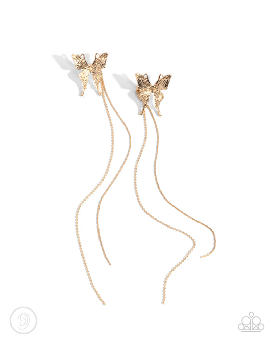 Take Flight - Gold Butterfly & Chain Ear Cuff Earring Paparazzi E2510