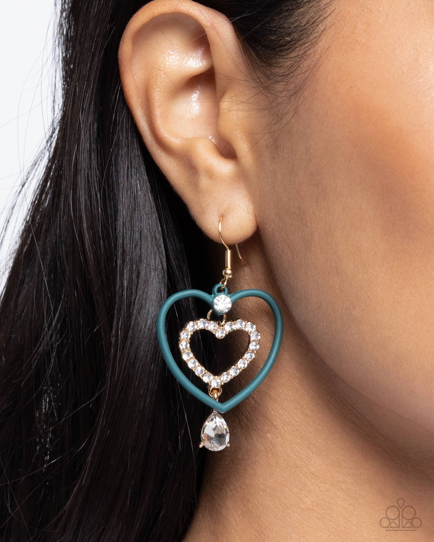 Soft and Sweet - Green Aventurine & Gold Heart Earring Paparazzi E2353