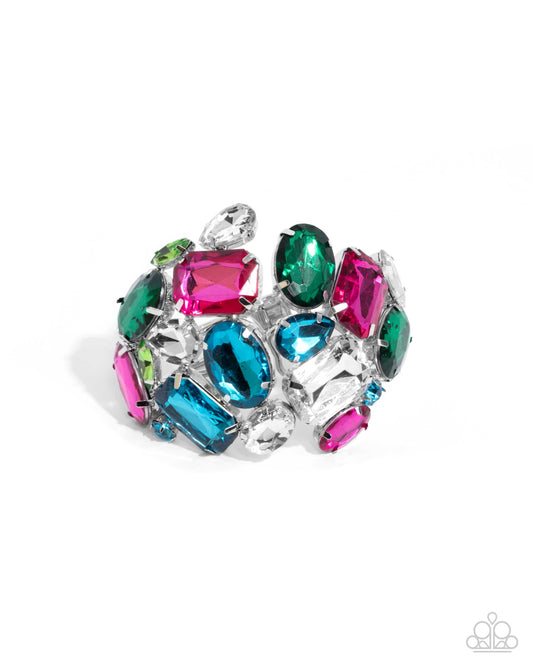 Chic Coronation - Multi Colored Gem Front Hinged Bracelet Paparazzi B1906