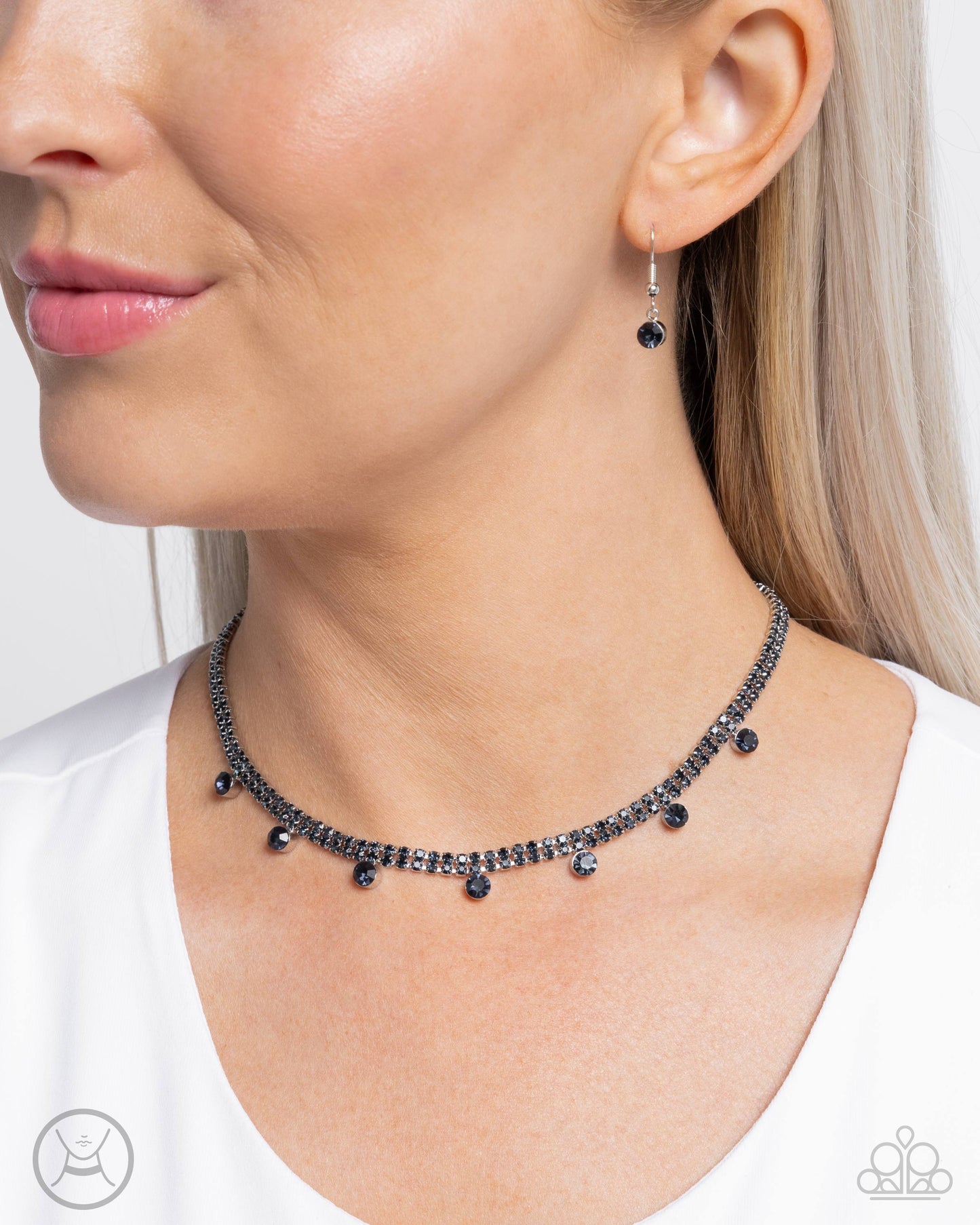 Breathtaking Backdrop - Blue Montana Rhinestone Choker Necklace Paparazzi N3115