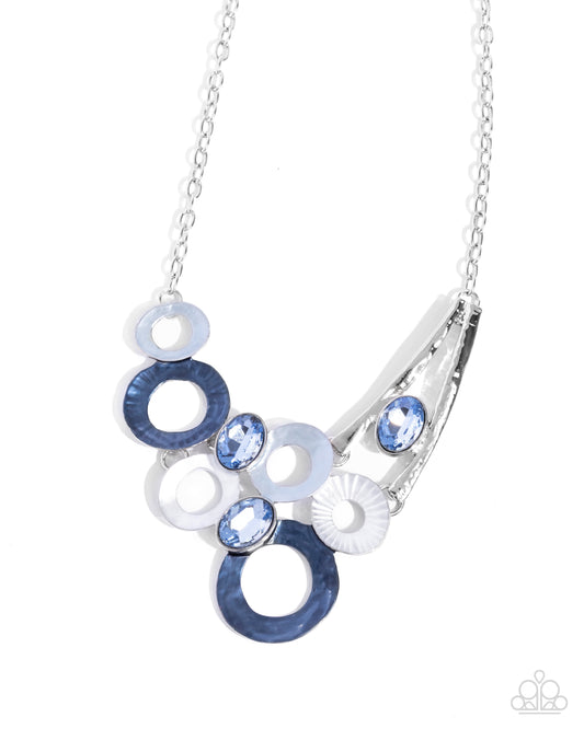 Compelling Circles - Blue Winter Sky Gem Statement Necklace Paparazzi N3561