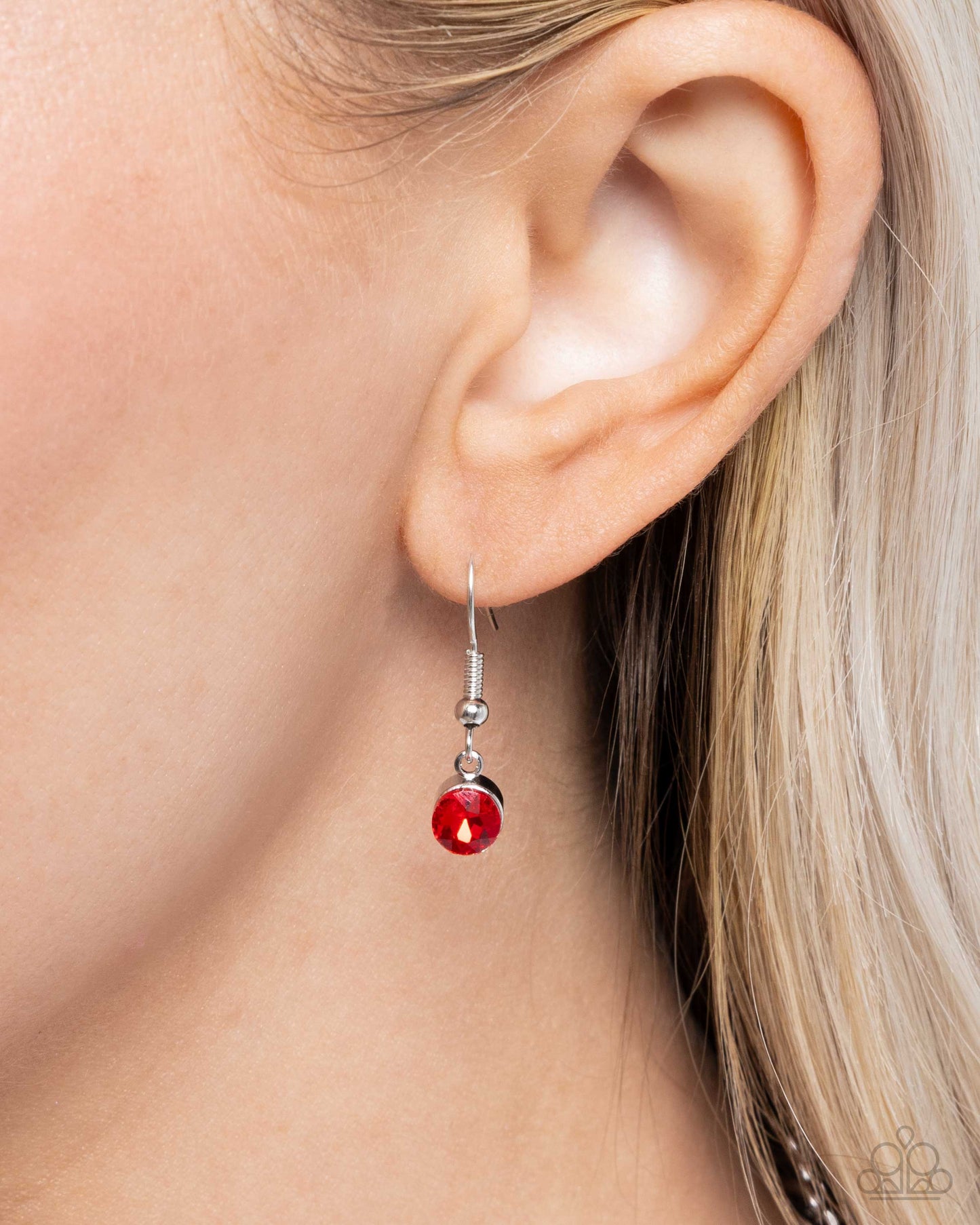 Tasteful Triad - Red Gem Silver Heart Pendant Necklace Paparazzi N3396