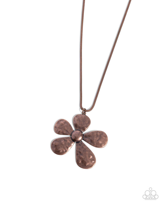 Gratifying Garden - Copper Hammered Flower Pendant Necklace Paparazzi N2820