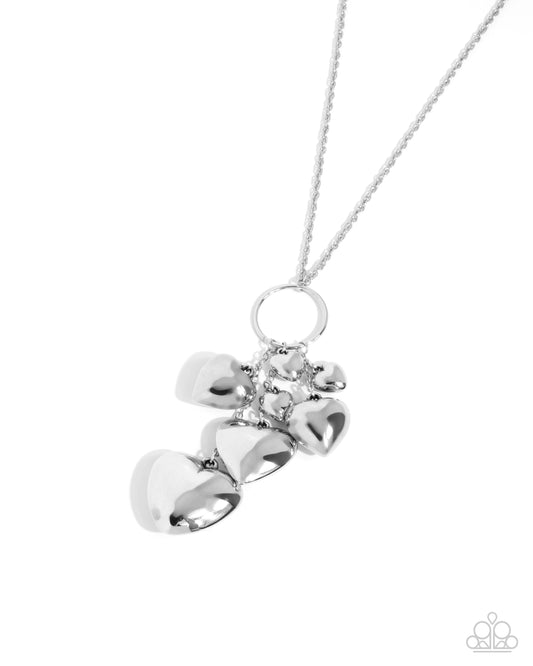 Heart Haul - Silver Cluster Of Hearts Necklace Paparazzi N3146