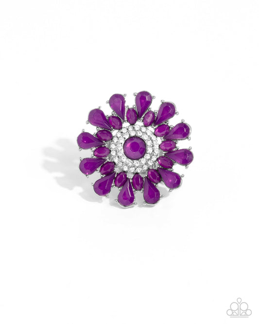Steady Shimmer - Purple Plum Flower Statement Ring Paparazzi R0833