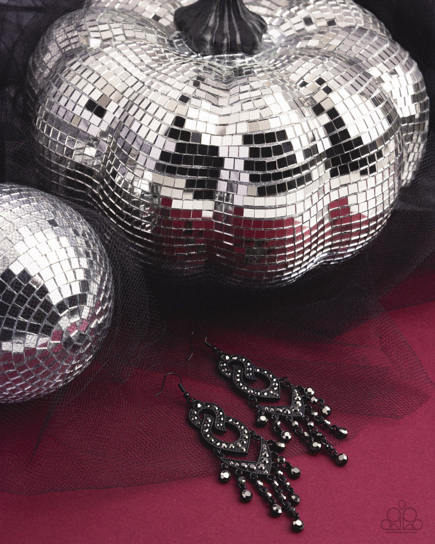 Pristine Precipitation - Black Painted Frame & Hematite Gem Fringe Earring Paparazzi E2431