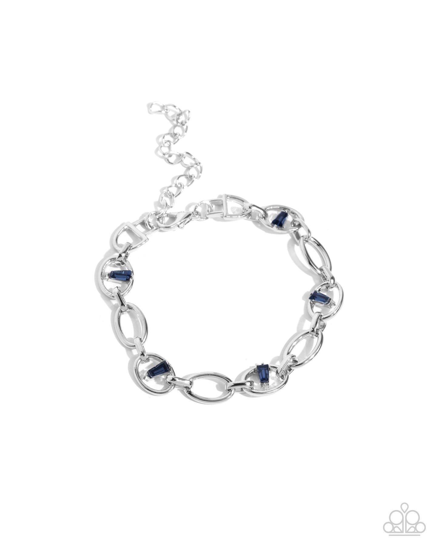 Light-Catching Leisure - Blue Gem Silver Oval Bracelet Paparazzi B1930