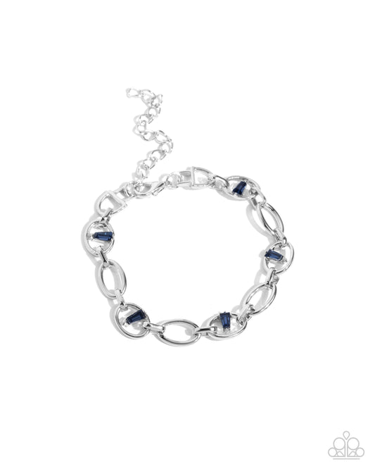 Light-Catching Leisure - Blue Gem Silver Oval Bracelet Paparazzi B1930