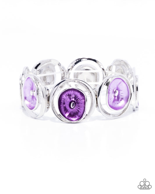 Painted Promise - Purple Plum, Lavender Pearl-Painted Stretch Bracelet Paparazzi B2189