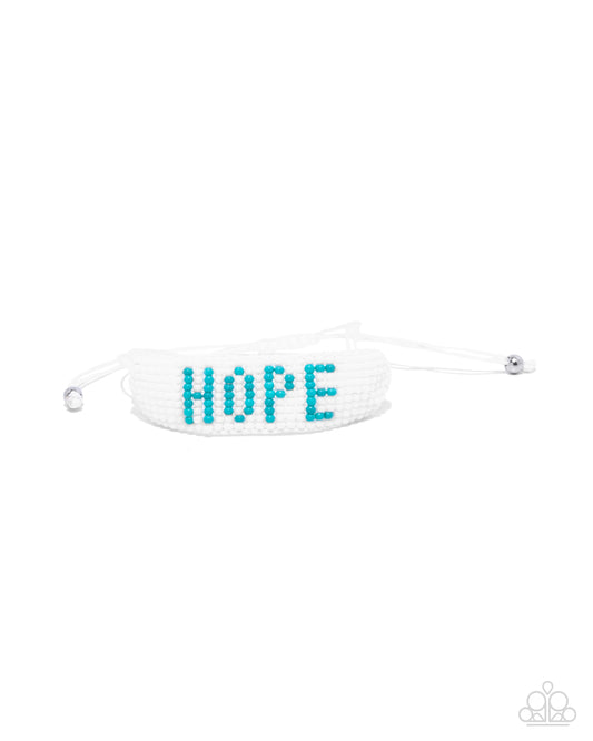 Hopeful Hire - Blue Tiffany Seed Bead Inspirational "Hope" Sliding Knot Bracelet Paparazzi B1954