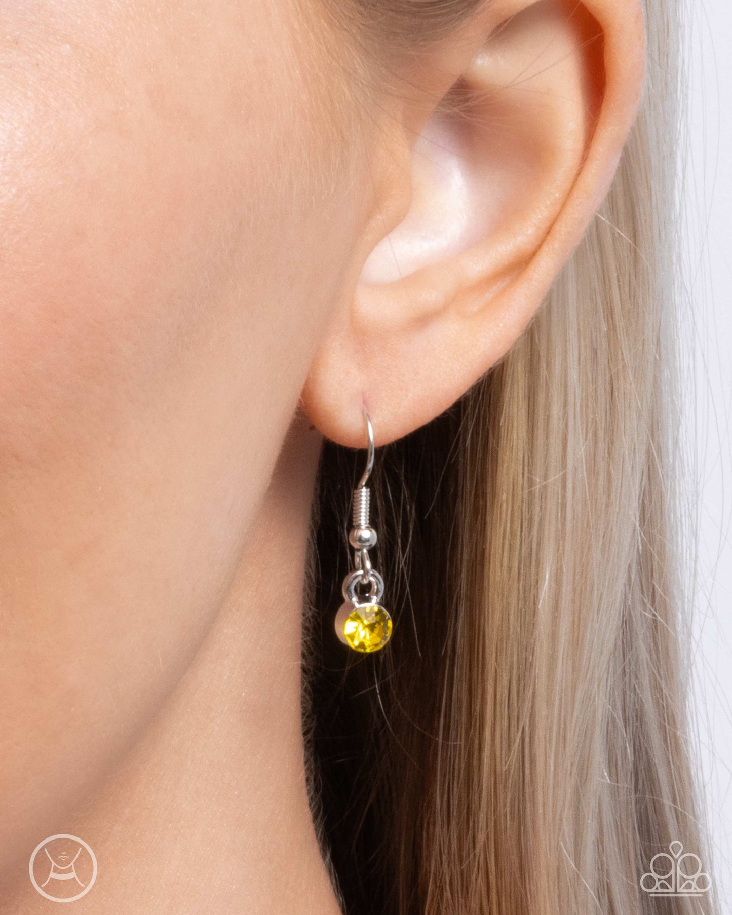 Buckingham Bow - Yellow Iridescent Rhinestone & Multicolored Bow Choker Necklace Paparazzi N3058