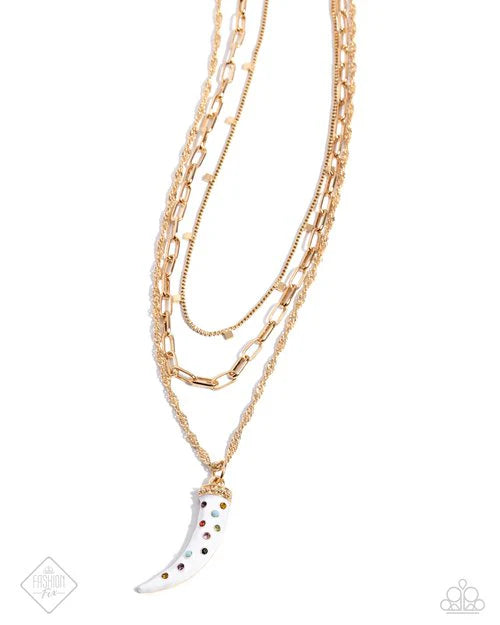Paparazzi Trusted Tusk - Multicolored Rhinestone White Tusk Layered Short Necklace Sunset Sightings Fashion Fix November 2024 N3810