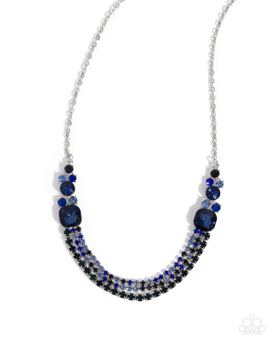 Relaxed Refinement - Blue Montana Sapphire & Light Sapphire Rhinestone Layered Necklace Paparazzi N3201