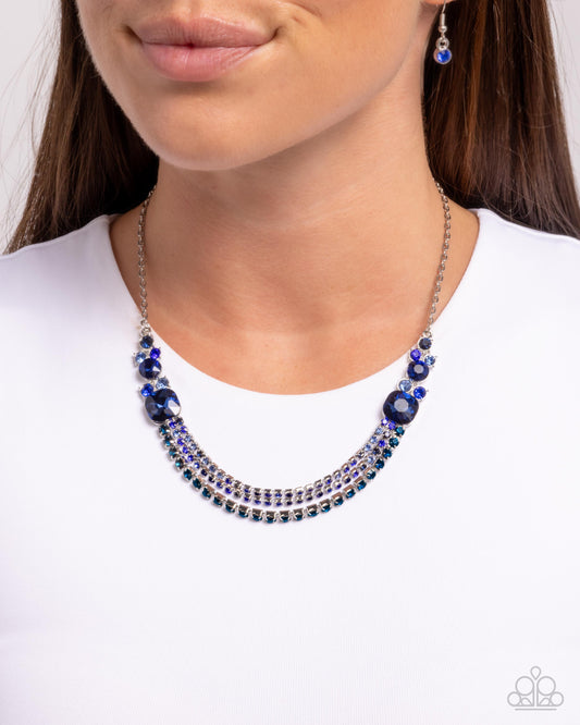 Relaxed Refinement - Blue Montana Sapphire & Light Sapphire Rhinestone Layered Necklace Paparazzi N3201