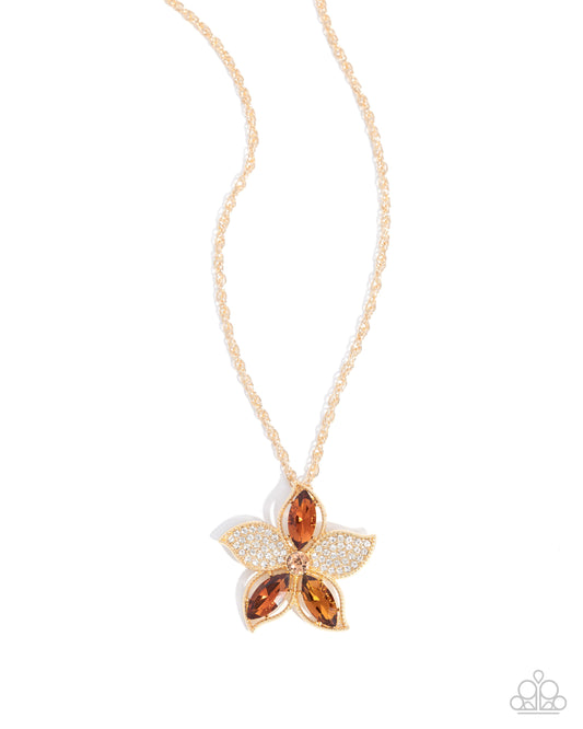 Favorite Flower - Brown Topaz Gem Floral Necklace Paparazzi N2835