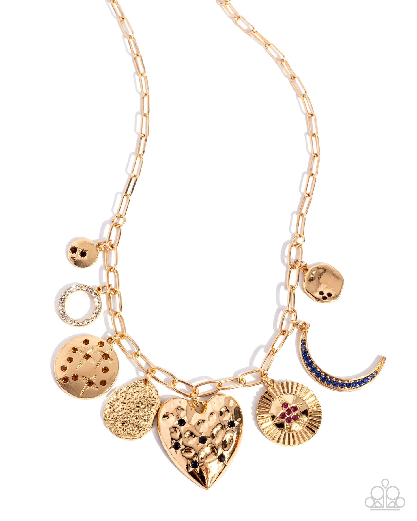 Recognizable Radiance - Multi Gold Charm Necklace Paparazzi N3075