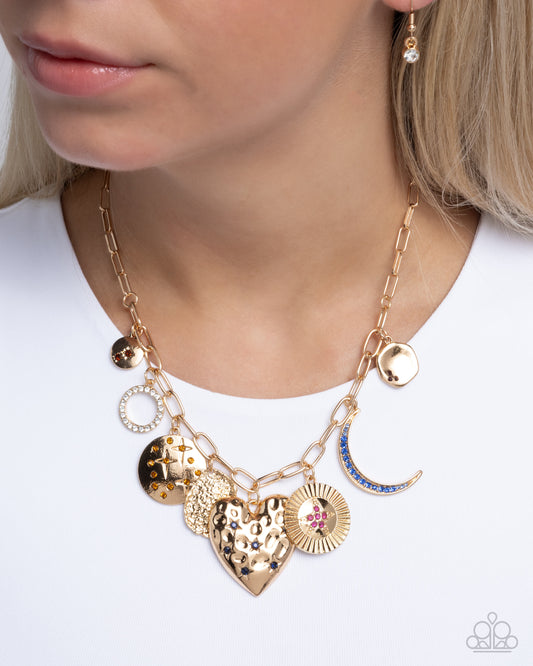 Recognizable Radiance - Multi Gold Charm Necklace Paparazzi N3075