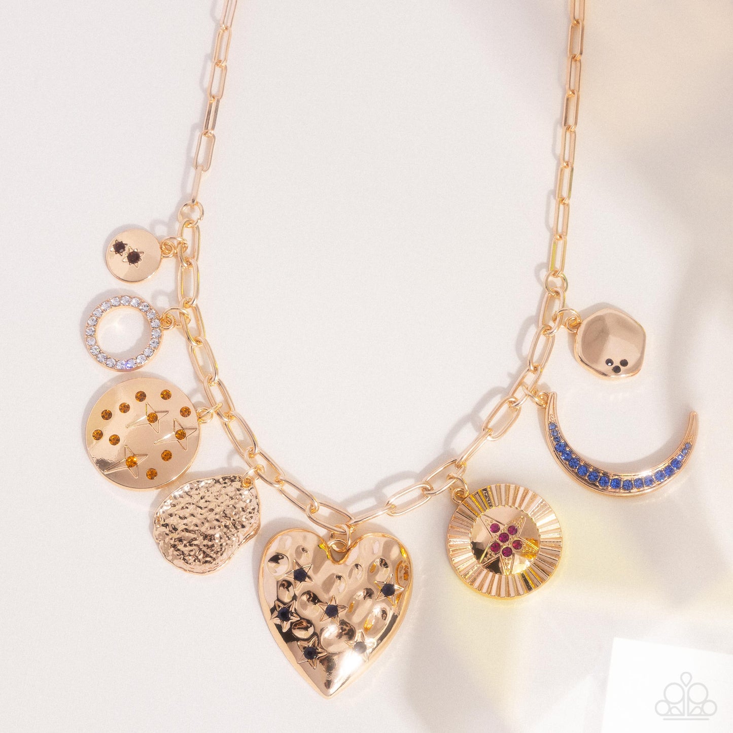 Recognizable Radiance - Multi Gold Charm Necklace Paparazzi N3075