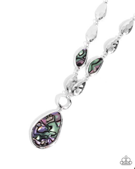 Paparazzi Abstract Abalone - Multicolored Faux Abalone Shell Silver Necklace N3768
