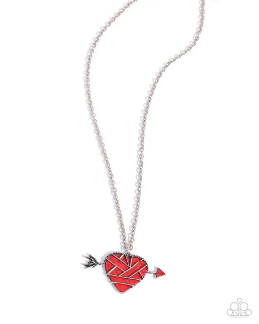 Paparazzi Emotional Edge - Red Stone Heart Santa Fe Style Necklace
