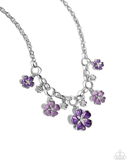 Secretive Sprig - Purple & Lavender Flower Silver Necklace Paparazzi N2469