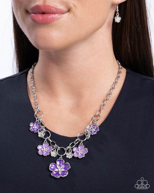 Secretive Sprig - Purple & Lavender Flower Silver Necklace Paparazzi N2469