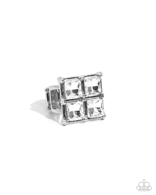 Window Whimsy - White Cubic Zirconia Gem Shimmery Ring Paparazzi R1023