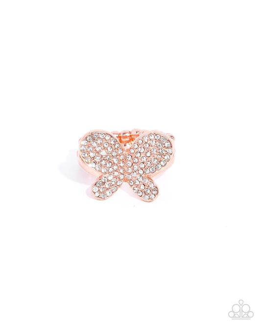 Aerial Anthem - Copper Butterfly Ring Paparazzi R0947