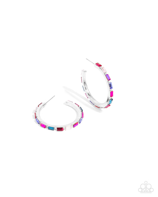 Carnival Chic - Pink Multicolored 1 1/2 Inch Hoop Earring Paparazzi E2413