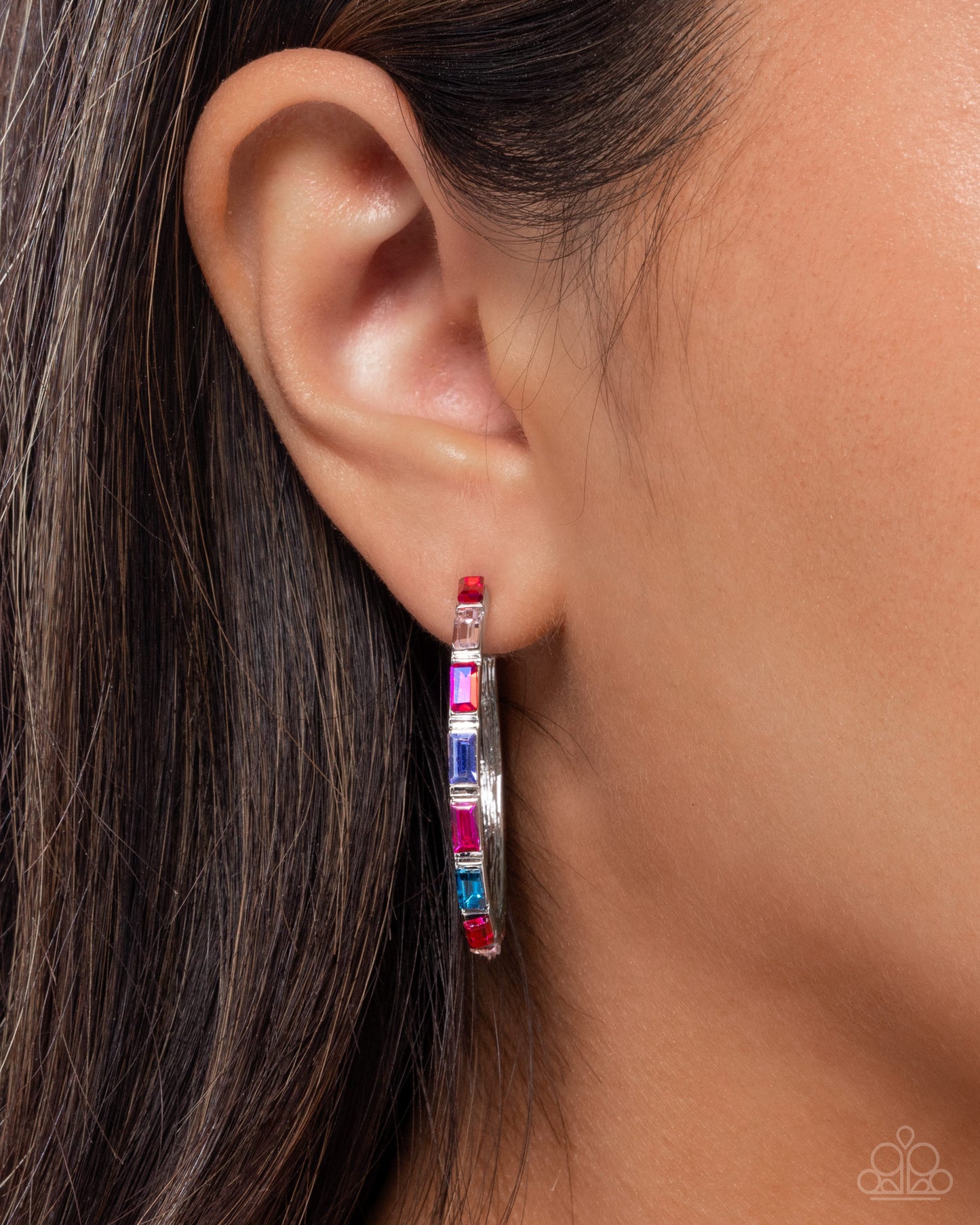 Carnival Chic - Pink Multicolored 1 1/2 Inch Hoop Earring Paparazzi E2413