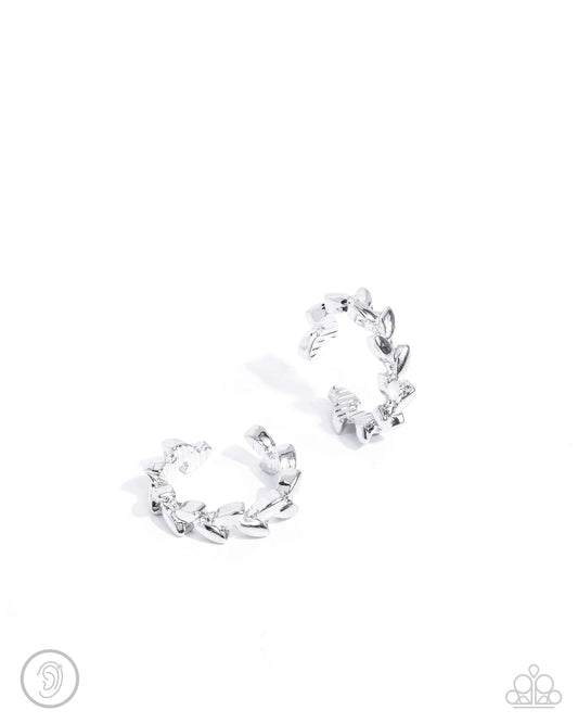 Laurel Limit - Silver Laurel Motif Ear Cuff Paparazzi E2772