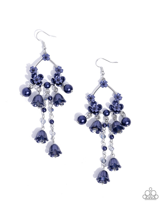 Harmonious Heir - Blue Montana Flower Earring Paparazzi E2958