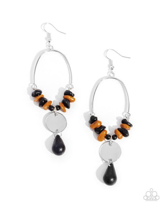 Suspended Santa Fe - Black & Brown Stone Pebble Santa Fe Style Earring Paparazzi E2543