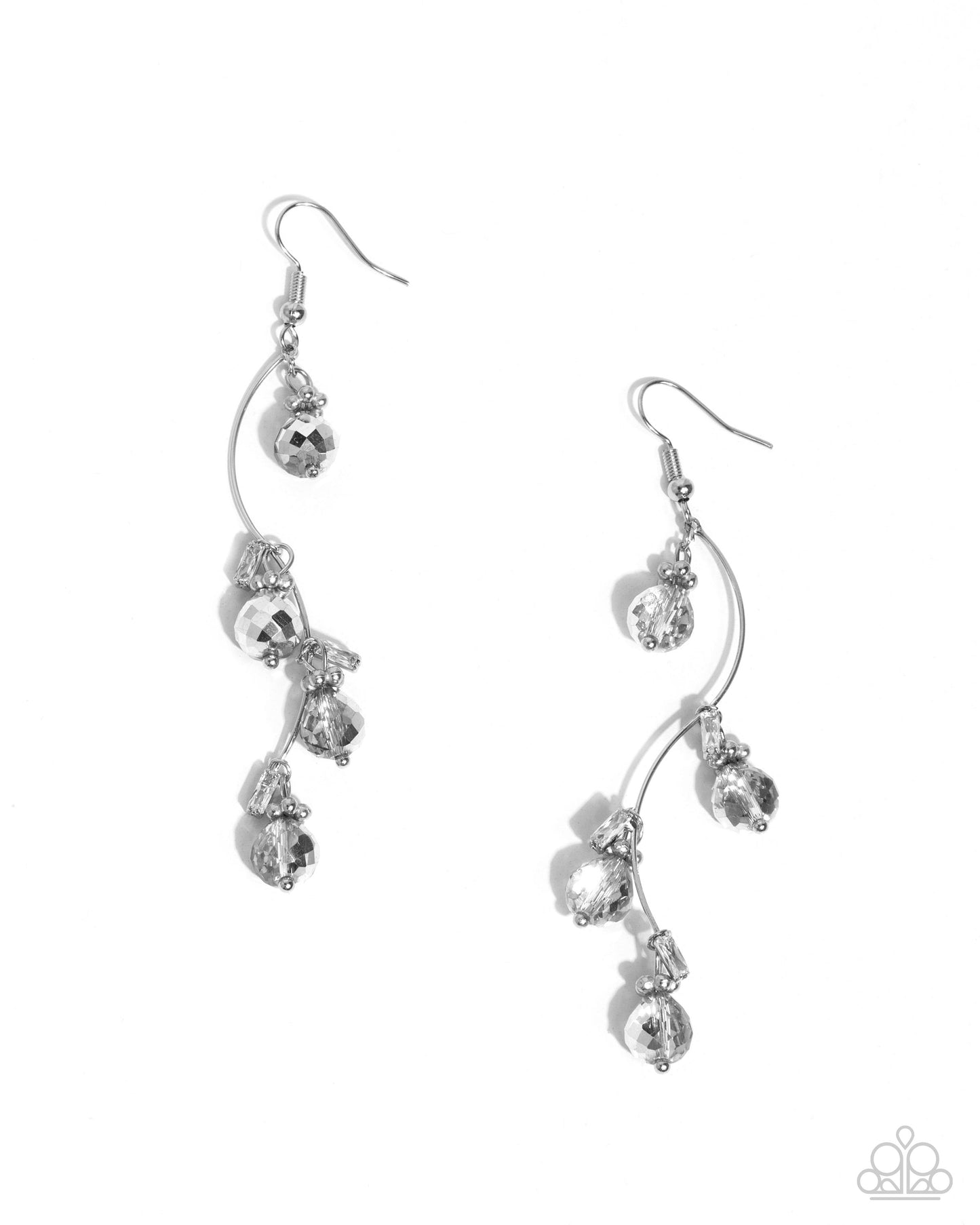 Seize the Sway - Silver Dangling Floral Bead & Gem Earring Paparazzi E2571