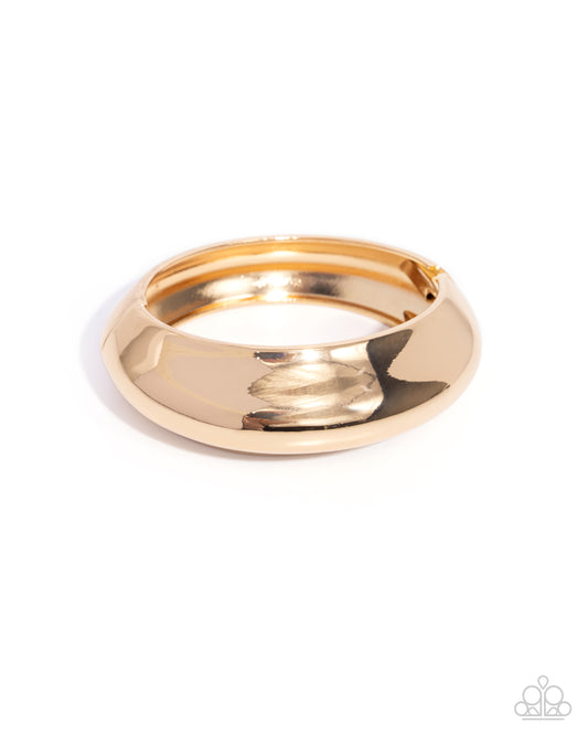 Rainy Refulgence - Gold Highly Reflective Sheen Hinge Bangle Bracelet Paparazzi B2026