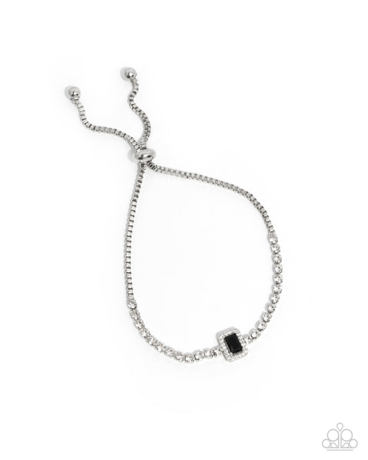Draped in Dazzle - Black - Jet Black Gem White Rhinestone Bracelet Paparazzi B2177