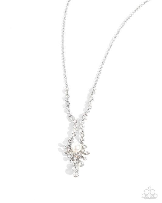 Phenomenal Pizzazz - White Rhinestone & Pearl Necklace Paparazzi N3605
