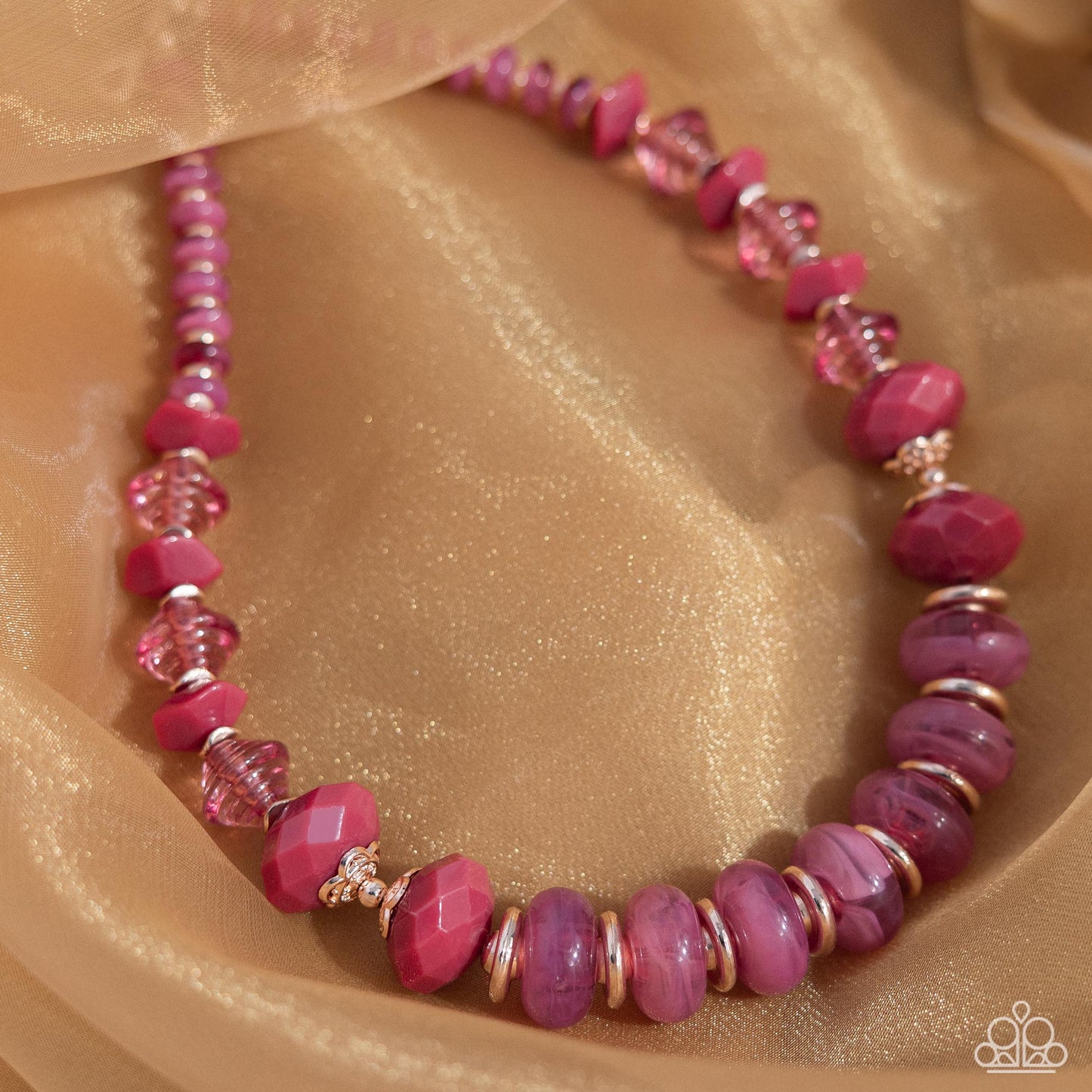 Swift Shimmer - Pink Desert Rose Bead & Rose Gold Accent Necklace Paparazzi N2950
