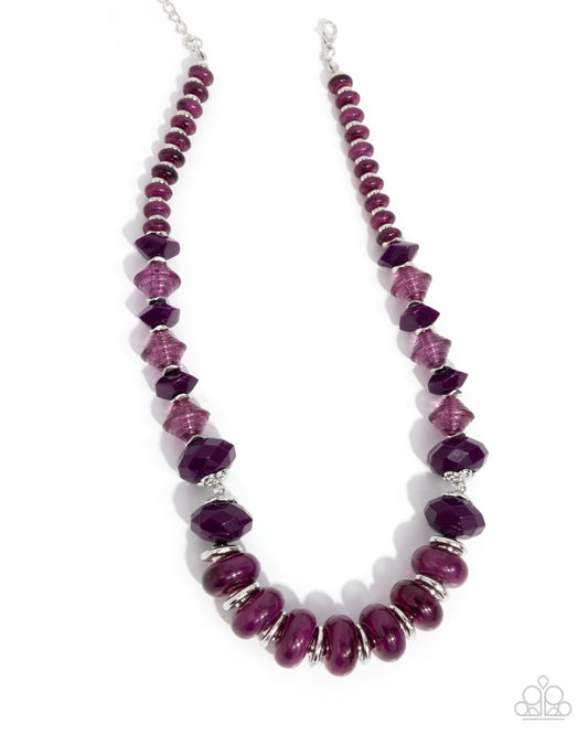 Swift Shimmer - Purple Transparent, Cloudy Plum Bead Necklace Paparazzi N2816