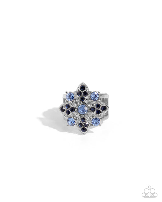Floral Forte - Blue Montana And Light Sapphire Rhinestone Ring Paparazzi R0826